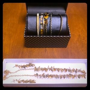 Bracelets and necklace with matching earrings